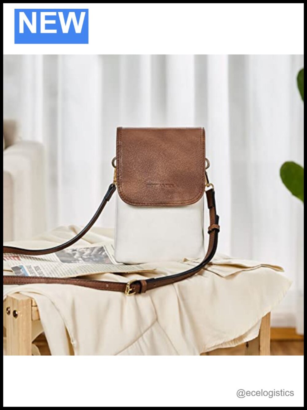 Vegan Leather Crossbody Bag with Phone Pocket Adjustable Strap - Picture 3 of 6